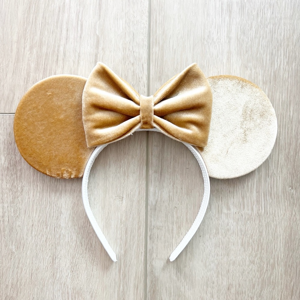 Gold Velvet Bow Minnie Mouse Ears Headband
